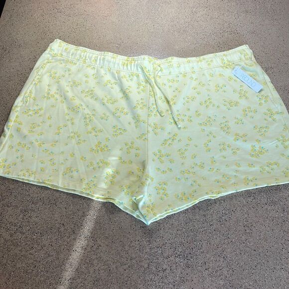 Abound Organic Cotton French Terry Shorts Yellow Ditsy Floral Size 3X - Picture 1 of 16